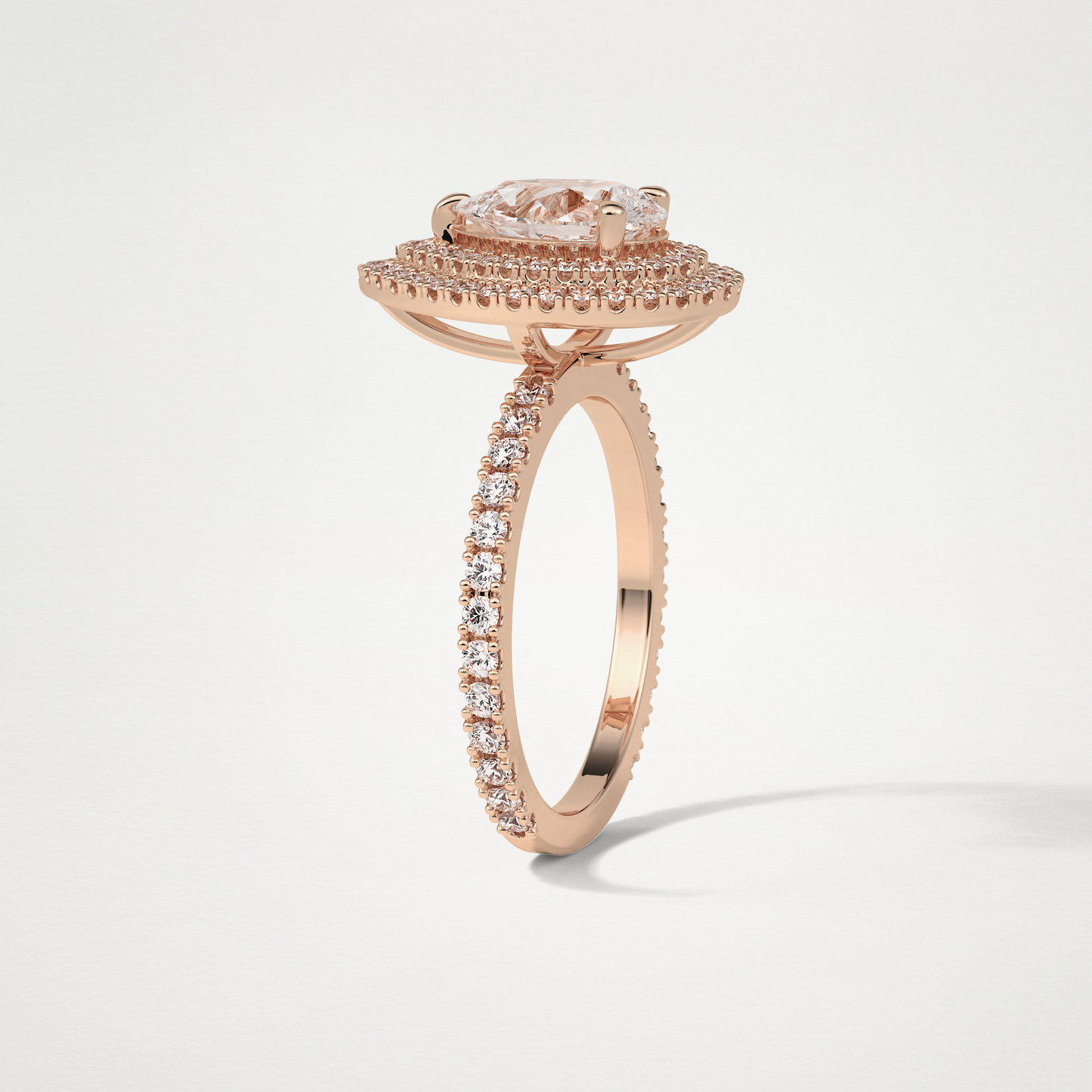 Pear Halo & Pave Lab Grown Diamond Engagement Ring
