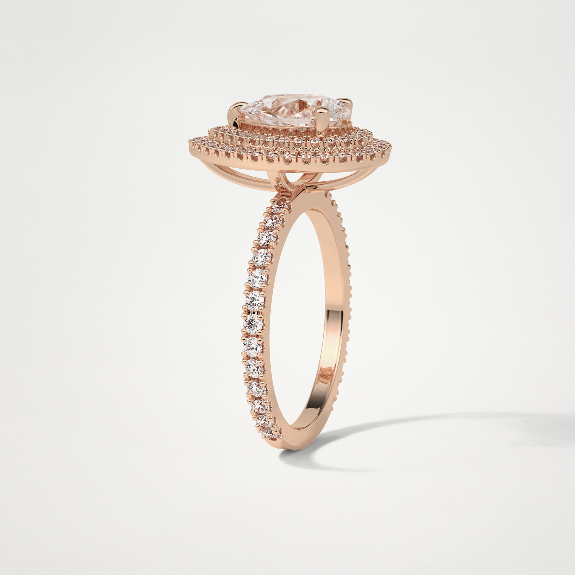 Pear Halo & Pave Lab Grown Diamond Engagement Ring