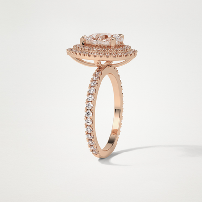 Pear Halo & Pave Lab Grown Diamond Engagement Ring
