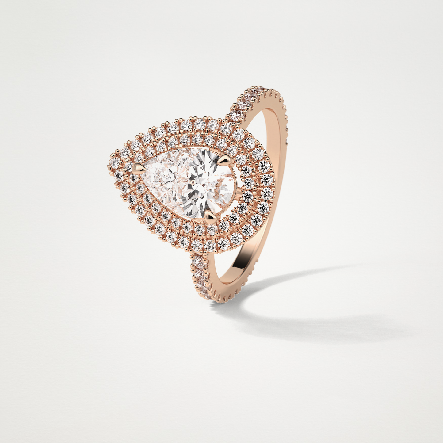 Pear Halo & Pave Lab Grown Diamond Engagement Ring