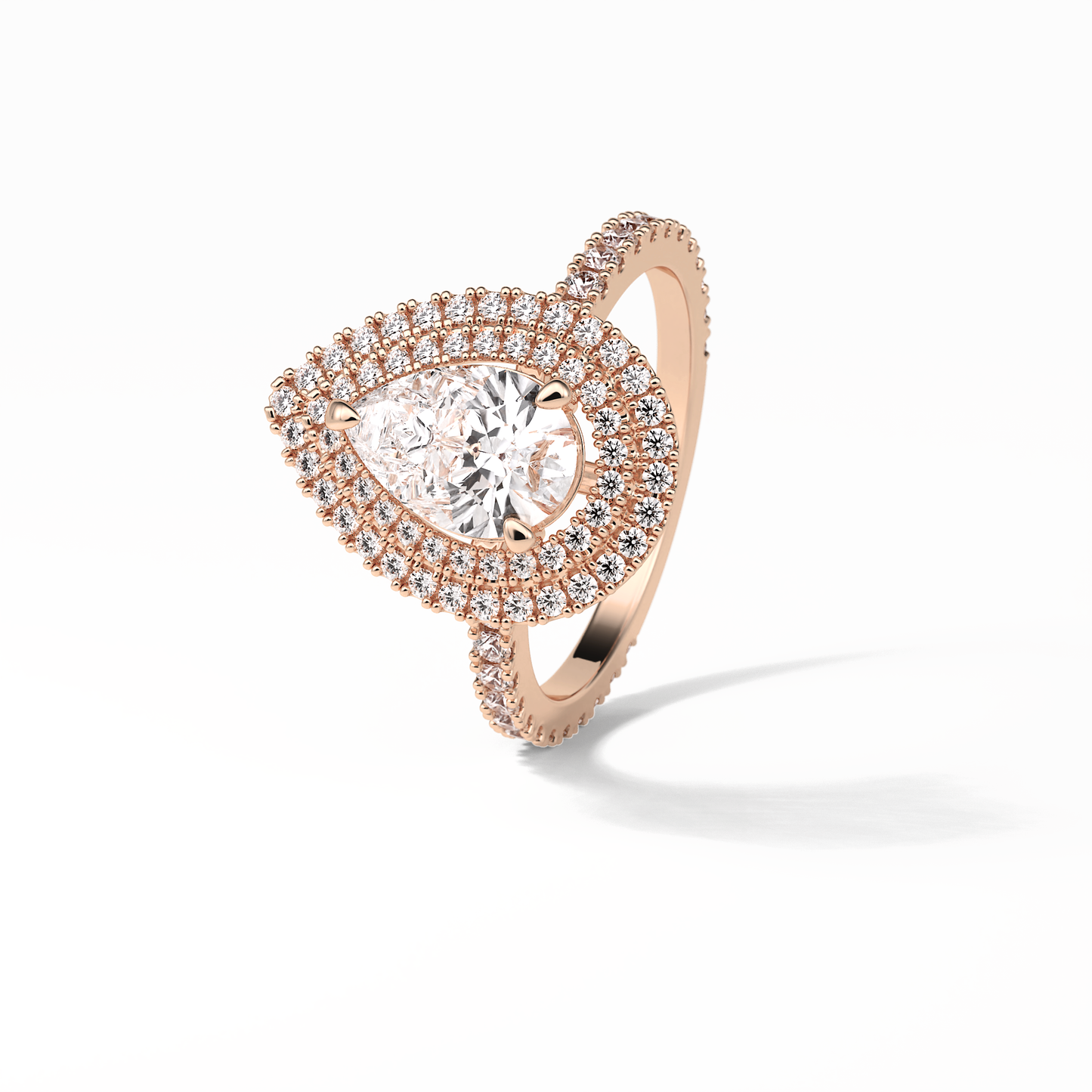 Pear Halo & Pave Lab Grown Diamond Engagement Ring