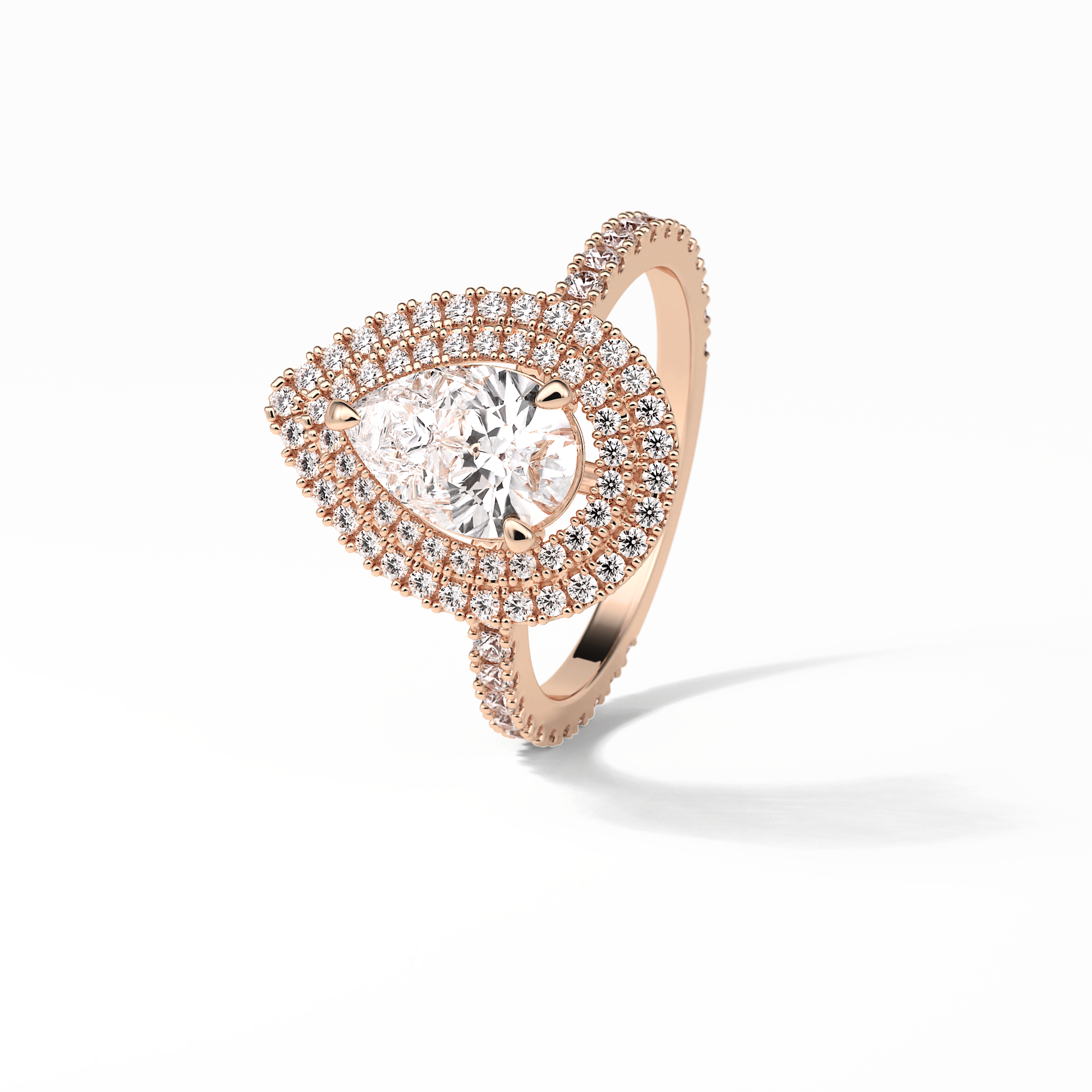Pear Halo & Pave Lab Grown Diamond Engagement Ring