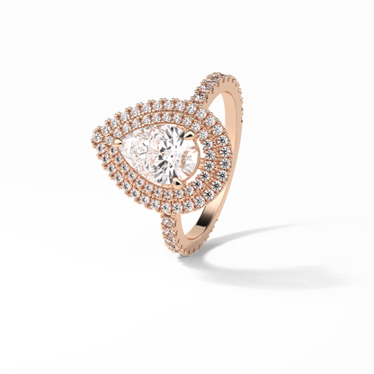 Pear Halo & Pave Lab Grown Diamond Engagement Ring