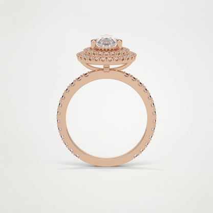 Pear Halo & Pave Lab Grown Diamond Engagement Ring