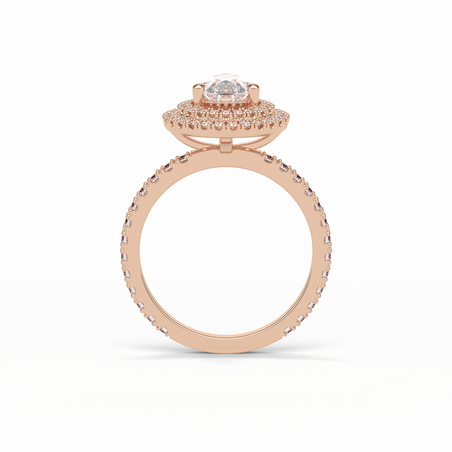 Pear Halo & Pave Lab Grown Diamond Engagement Ring
