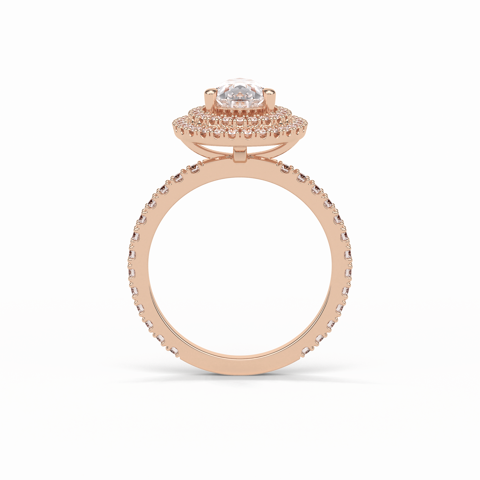 Pear Halo & Pave Lab Grown Diamond Engagement Ring