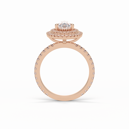 Pear Halo & Pave Lab Grown Diamond Engagement Ring
