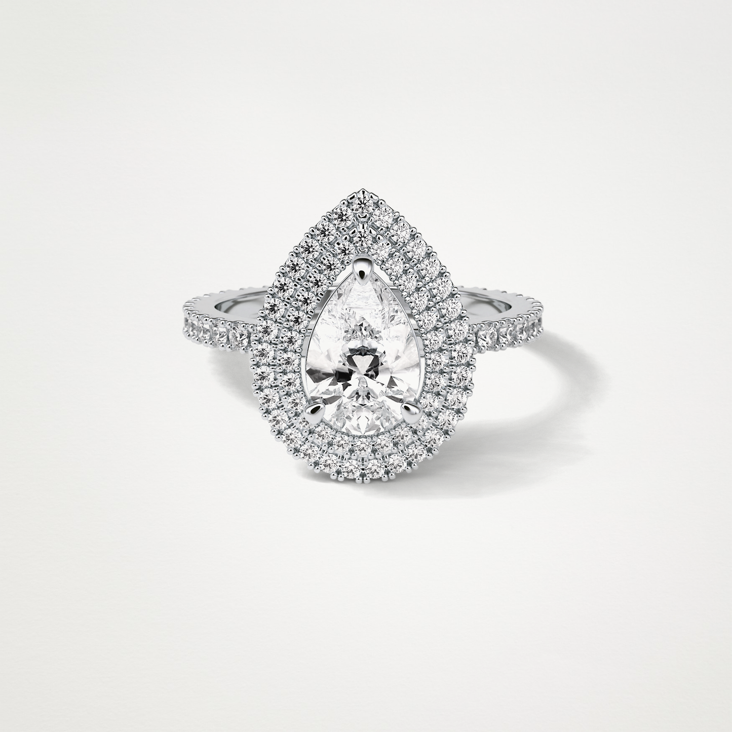 Pear Halo & Pave Lab Grown Diamond Engagement Ring