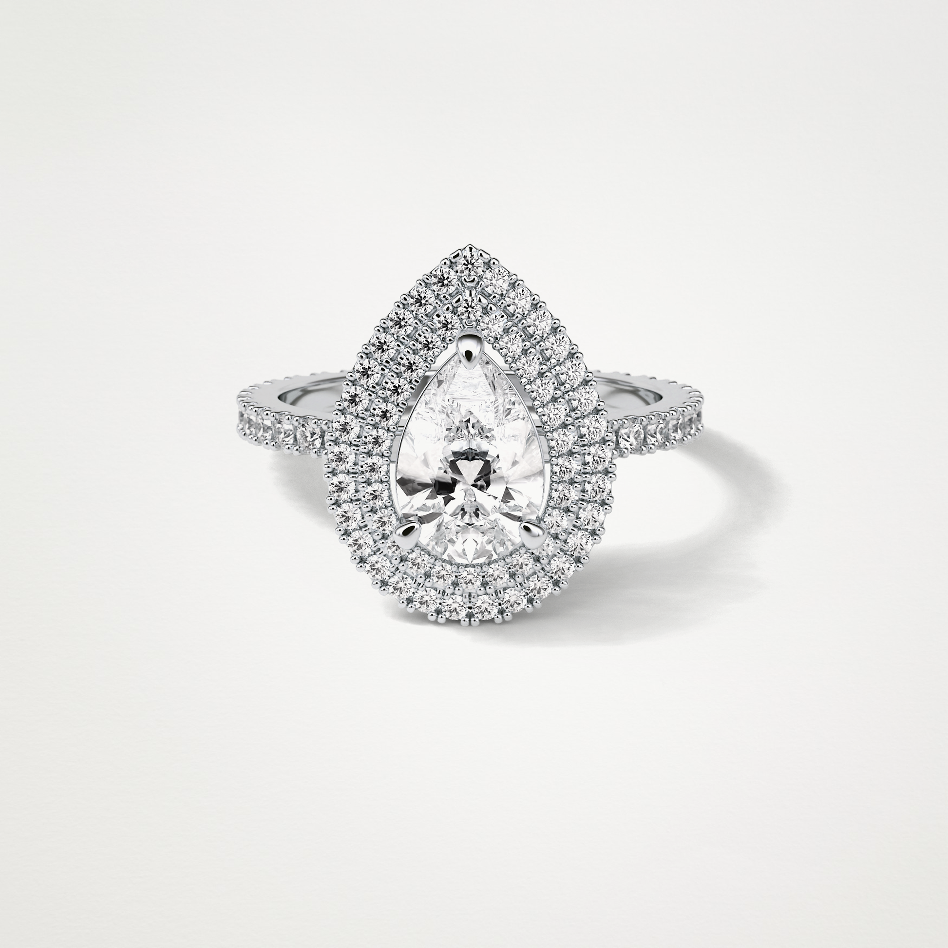 Pear Halo & Pave Lab Grown Diamond Engagement Ring