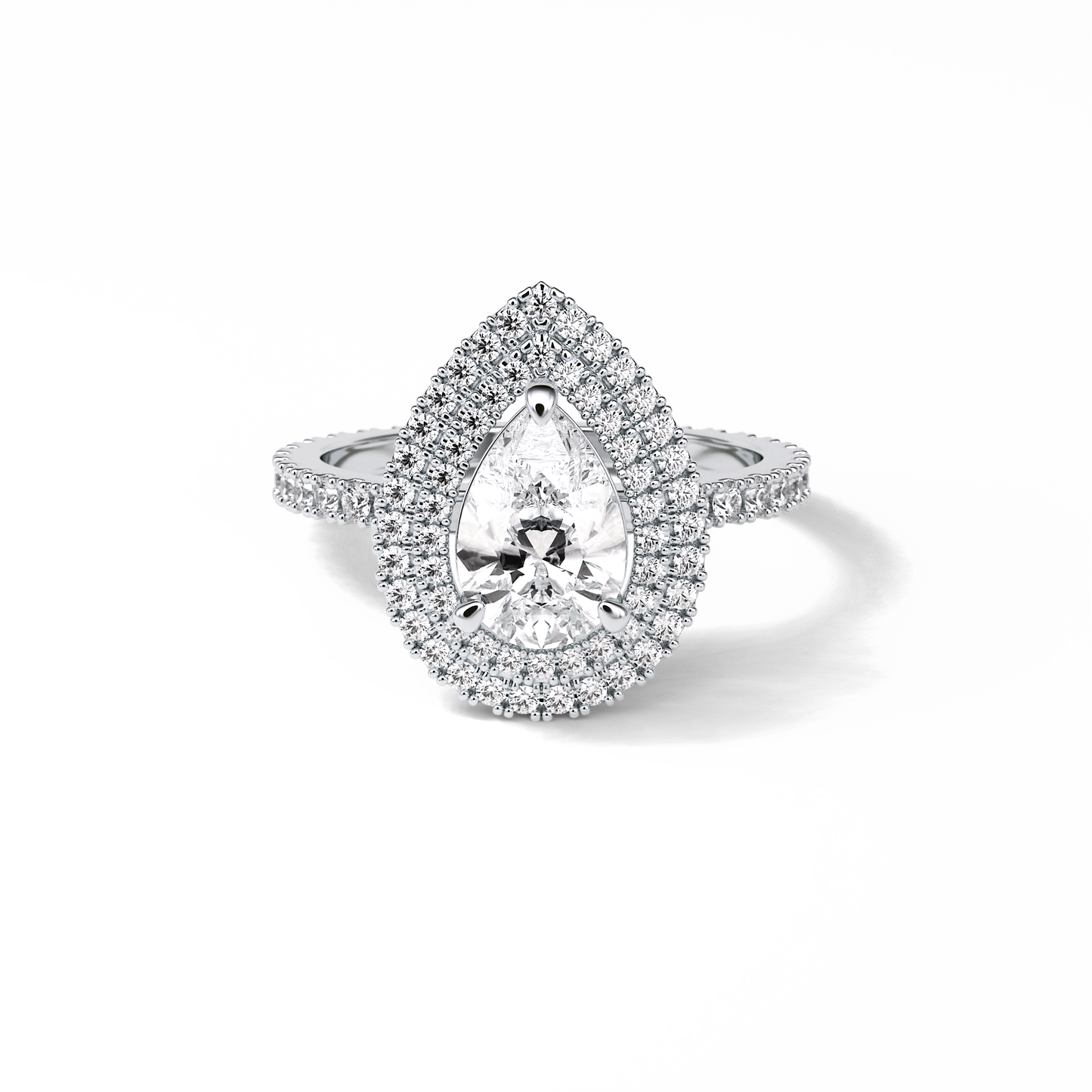 Pear Halo & Pave Lab Grown Diamond Engagement Ring