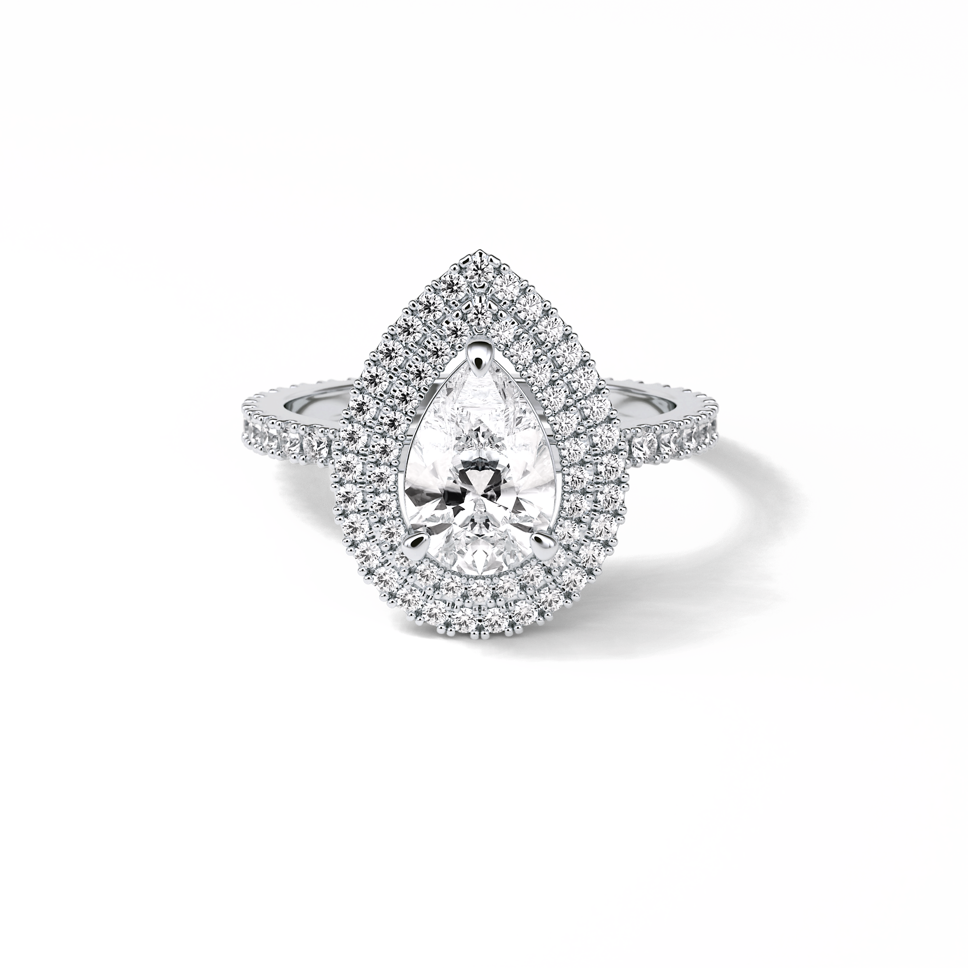 Pear Halo & Pave Lab Grown Diamond Engagement Ring