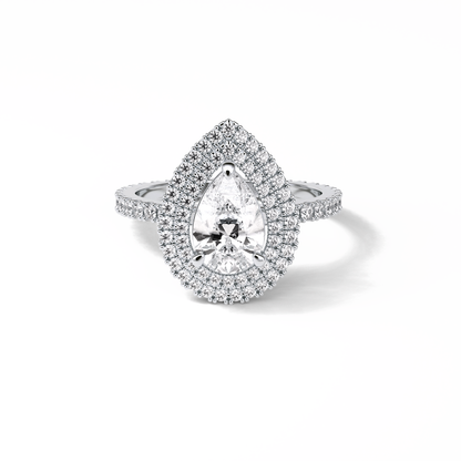 Pear Halo & Pave Lab Grown Diamond Engagement Ring