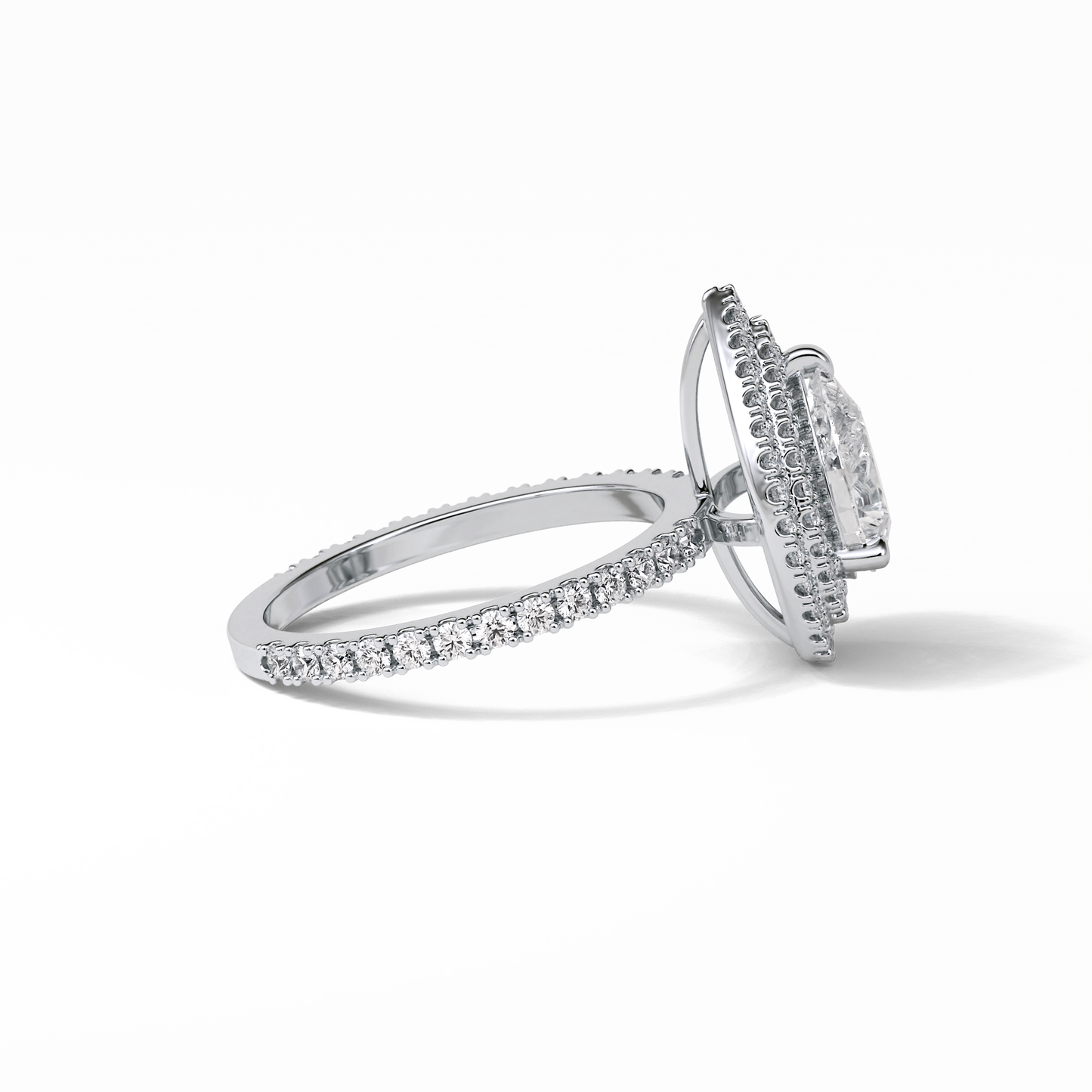 Pear Halo & Pave Lab Grown Diamond Engagement Ring
