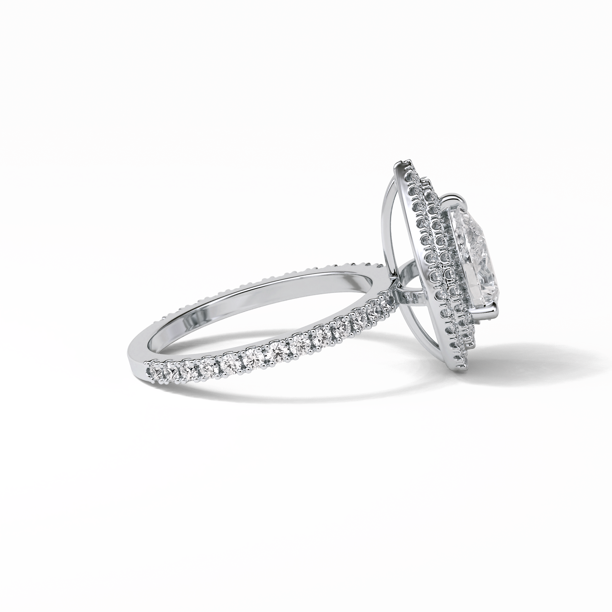 Pear Halo & Pave Lab Grown Diamond Engagement Ring