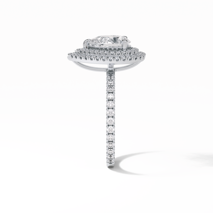 Pear Halo & Pave Lab Grown Diamond Engagement Ring