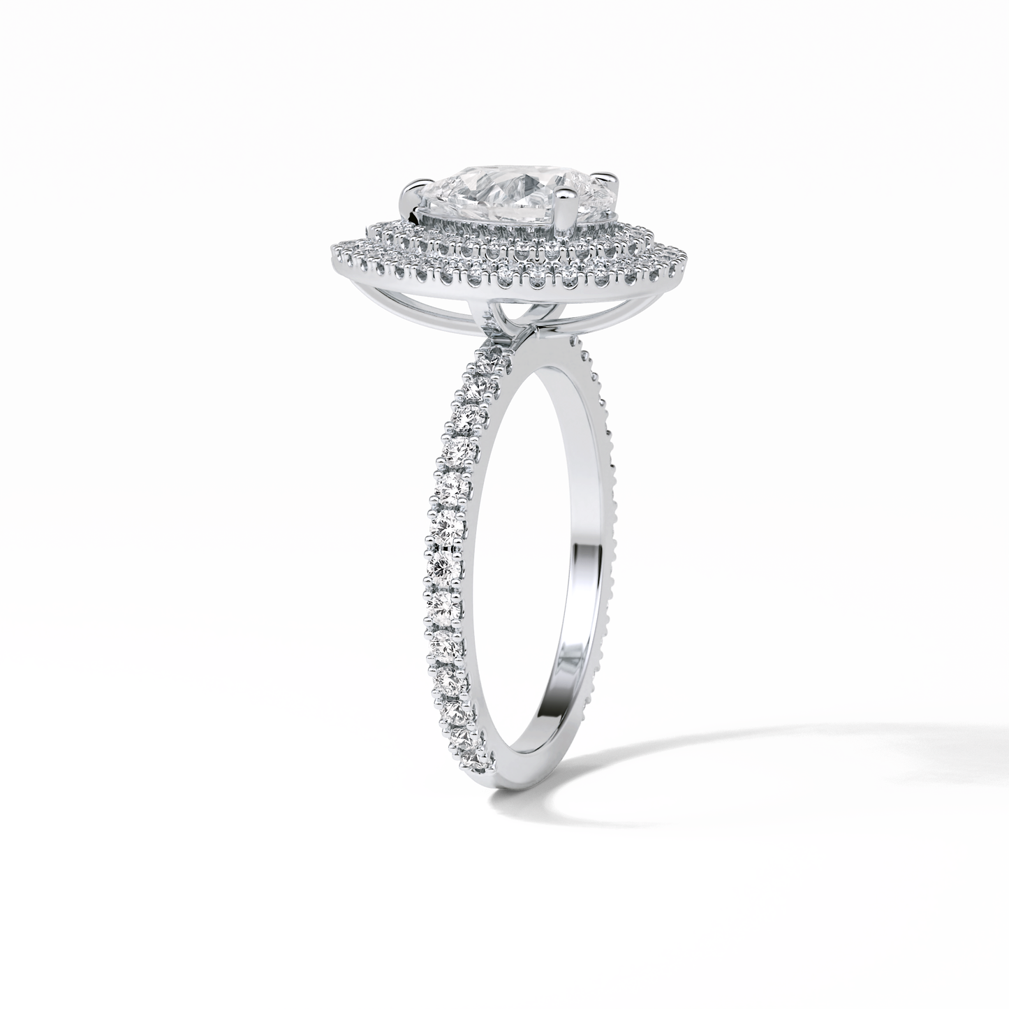 Pear Halo & Pave Lab Grown Diamond Engagement Ring