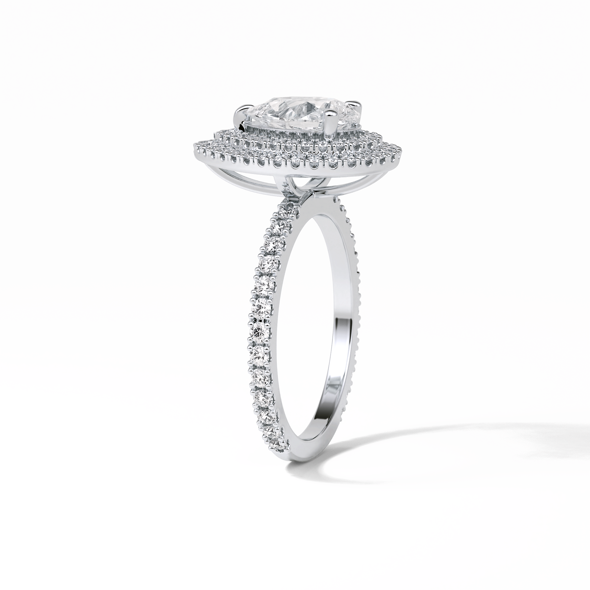 Pear Halo & Pave Lab Grown Diamond Engagement Ring