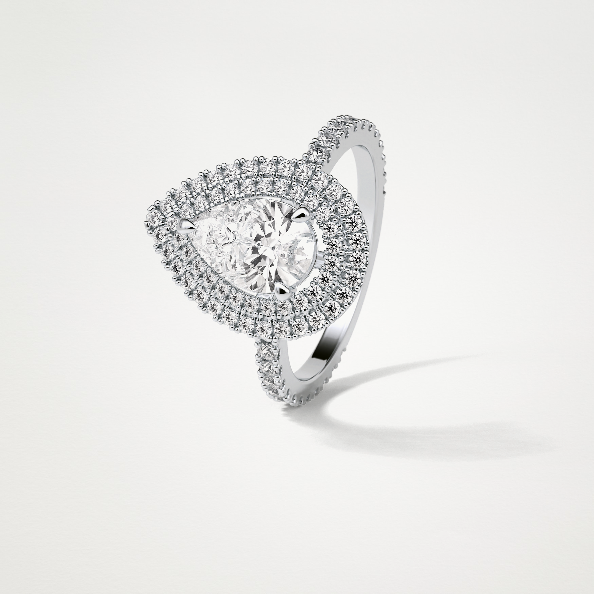 Pear Halo & Pave Lab Grown Diamond Engagement Ring