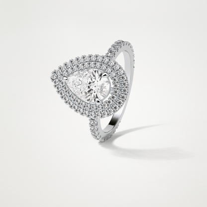 Pear Halo & Pave Lab Grown Diamond Engagement Ring