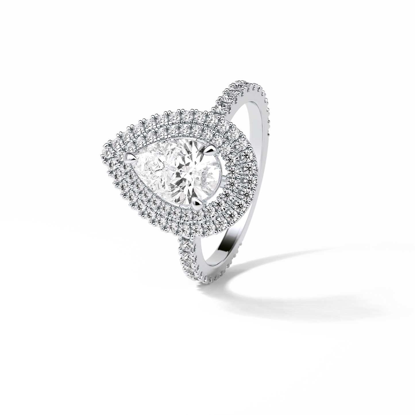 Pear Halo & Pave Lab Grown Diamond Engagement Ring