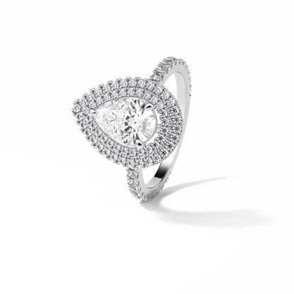 Pear Halo & Pave Lab Grown Diamond Engagement Ring
