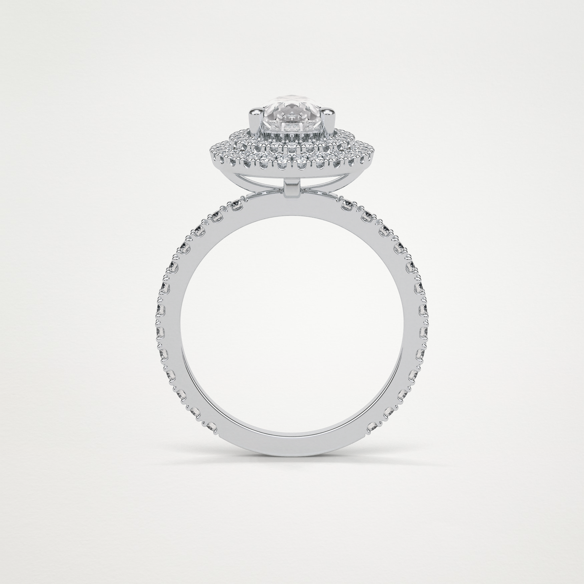 Pear Halo & Pave Lab Grown Diamond Engagement Ring