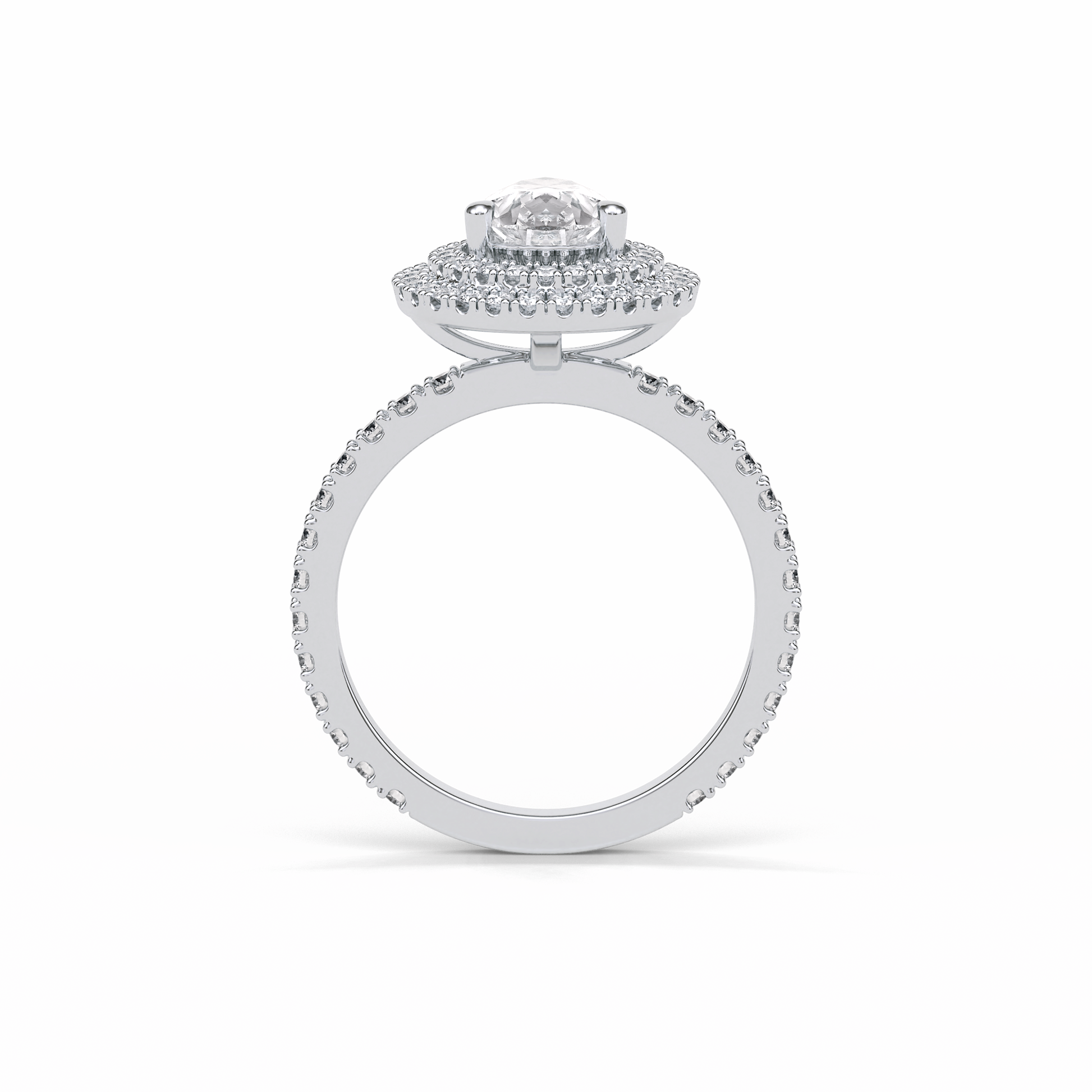 Pear Halo & Pave Lab Grown Diamond Engagement Ring