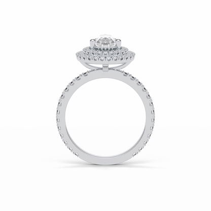 Pear Halo & Pave Lab Grown Diamond Engagement Ring