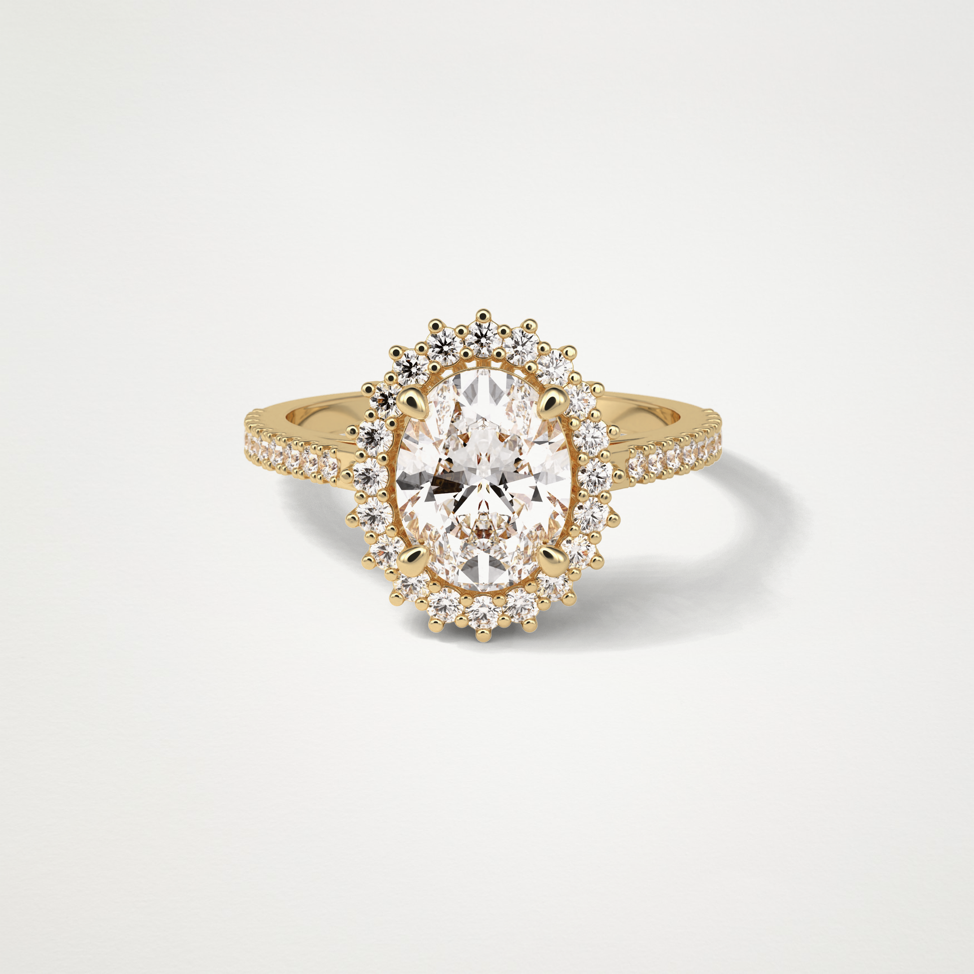 Oval Halo & Pave Lab Grown Diamond Engagement Ring