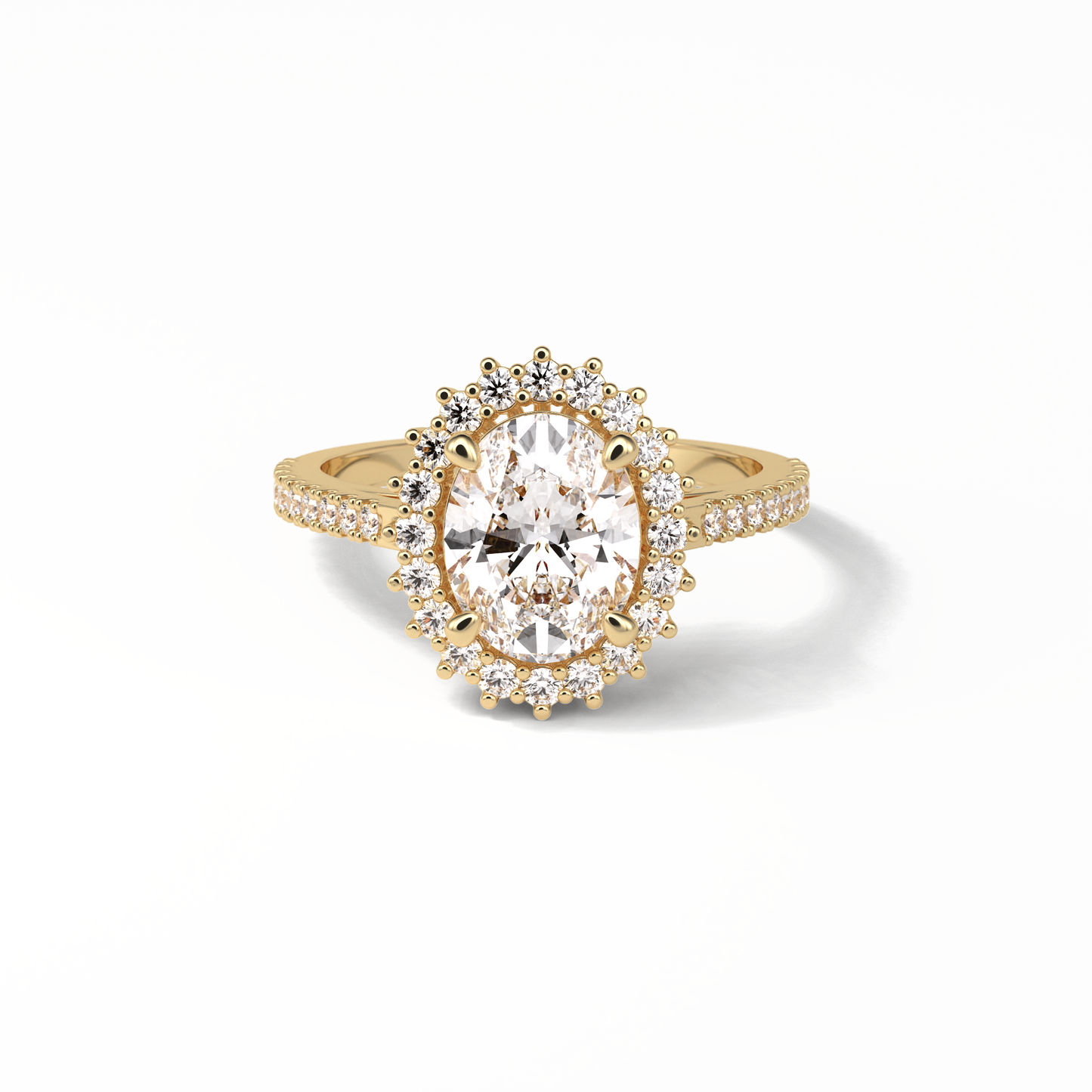 Oval Halo & Pave Lab Grown Diamond Engagement Ring