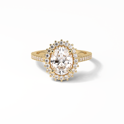 Oval Halo & Pave Lab Grown Diamond Engagement Ring