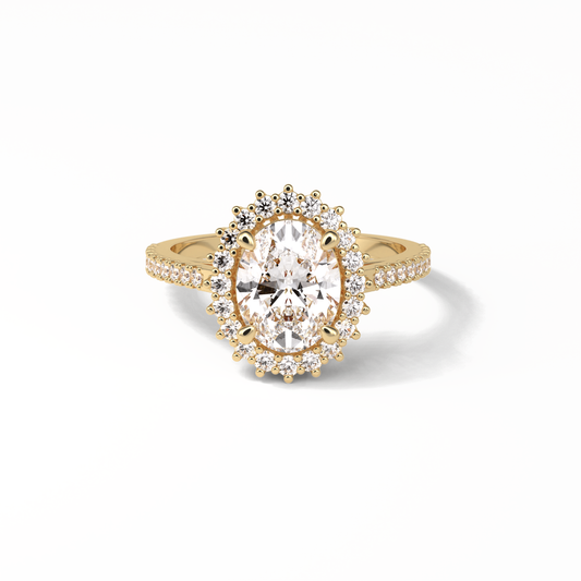 Oval Halo & Pave Lab Grown Diamond Engagement Ring