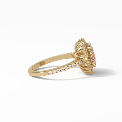 Oval Halo & Pave Lab Grown Diamond Engagement Ring