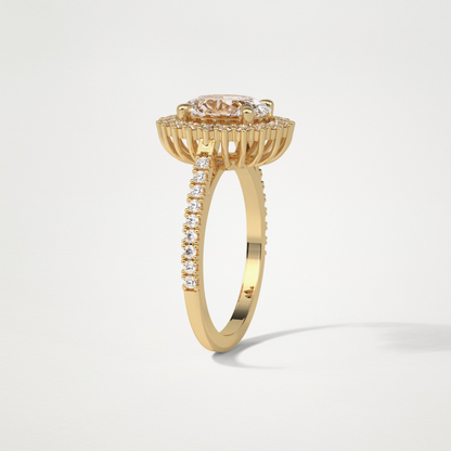 Oval Halo & Pave Lab Grown Diamond Engagement Ring