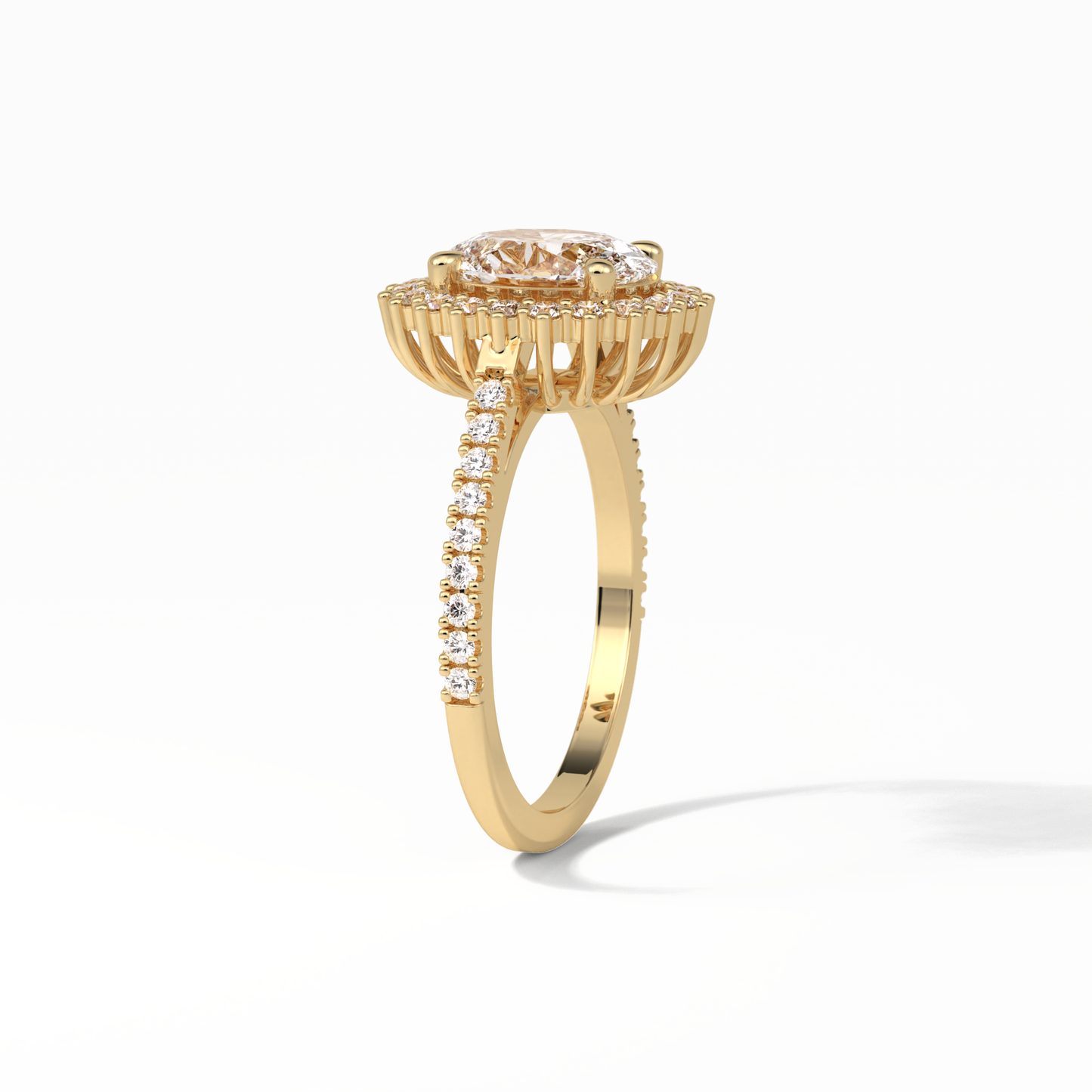 Oval Halo & Pave Lab Grown Diamond Engagement Ring