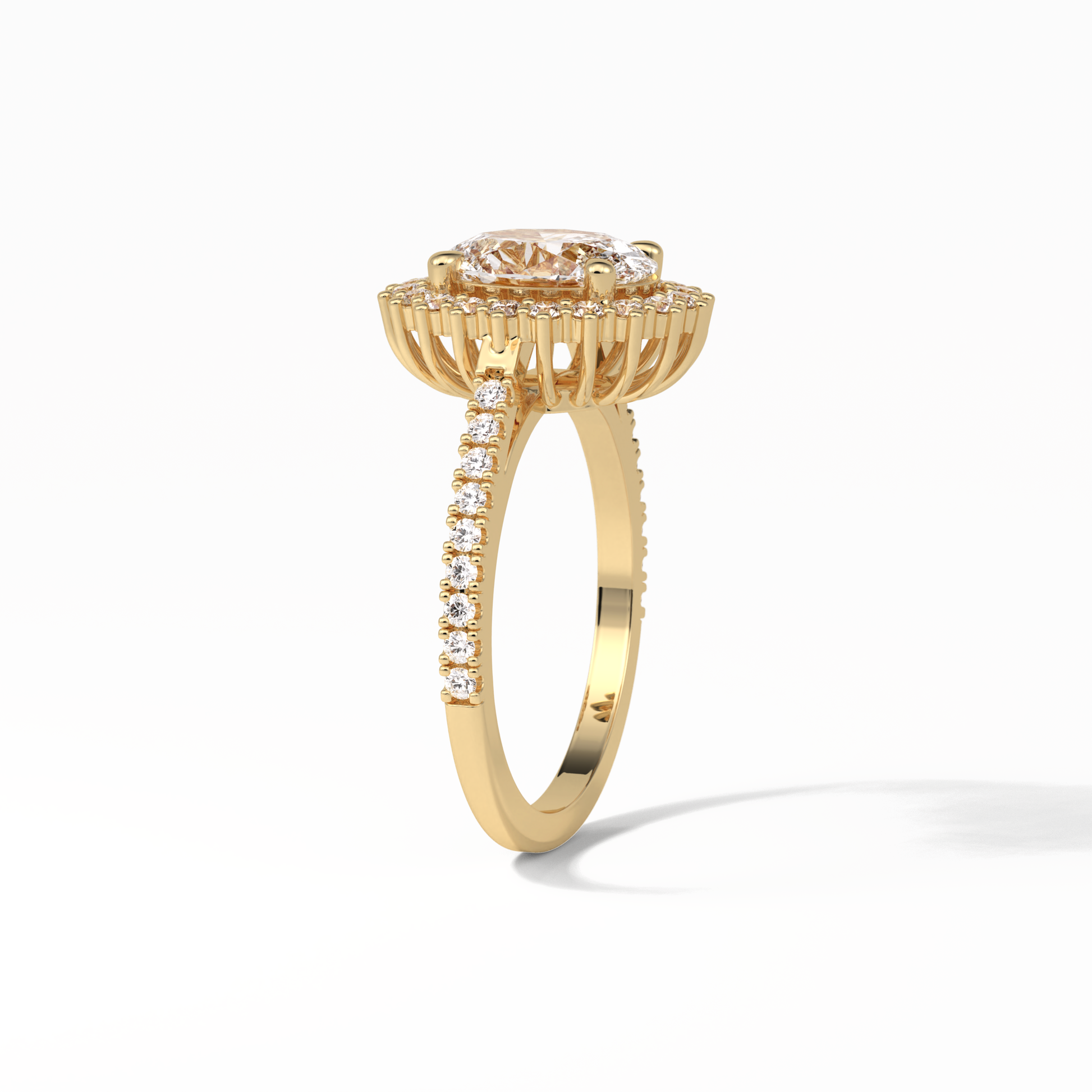 Oval Halo & Pave Lab Grown Diamond Engagement Ring