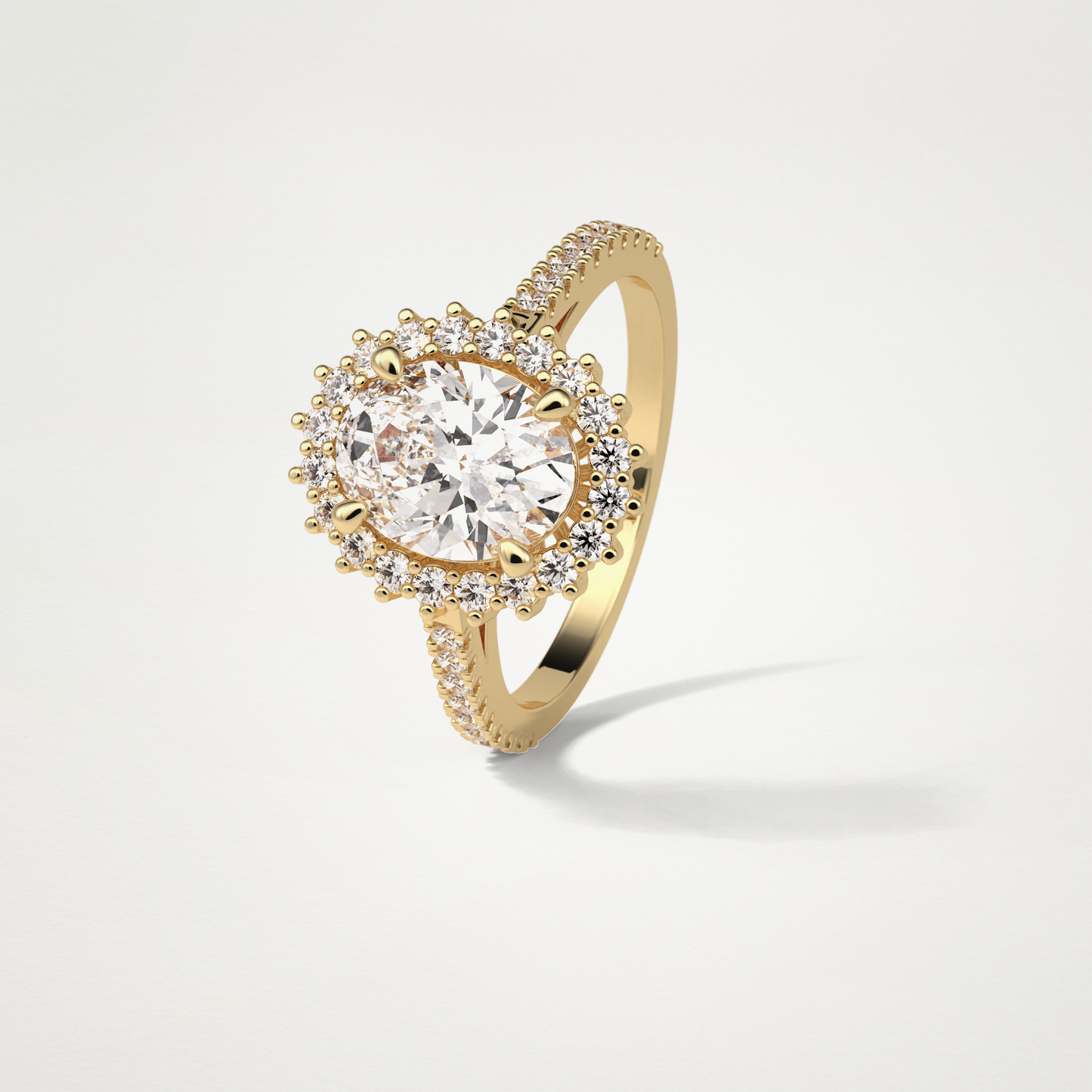 Oval Halo & Pave Lab Grown Diamond Engagement Ring