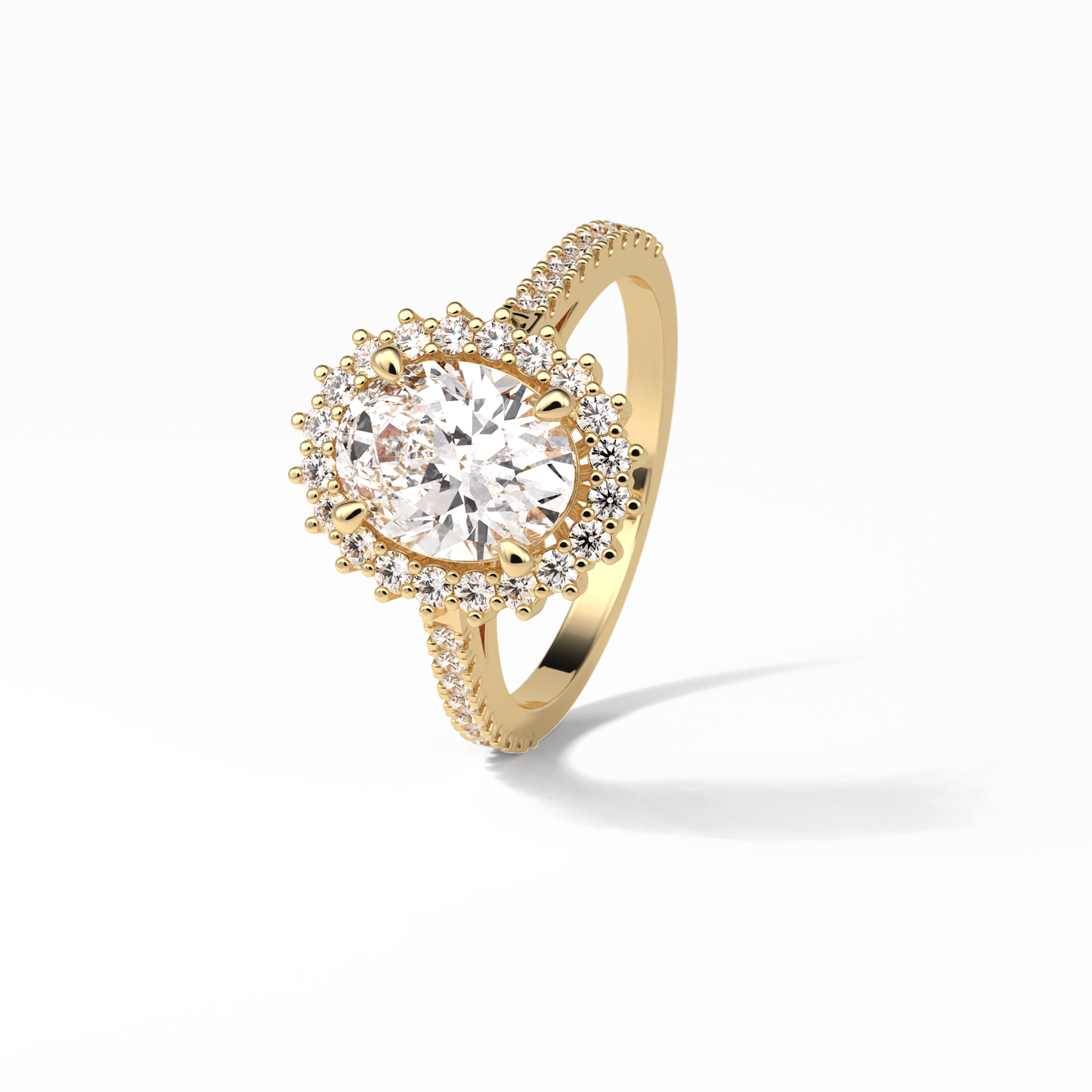Oval Halo & Pave Lab Grown Diamond Engagement Ring