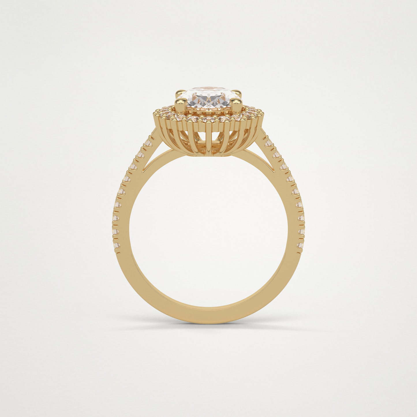 Oval Halo & Pave Lab Grown Diamond Engagement Ring