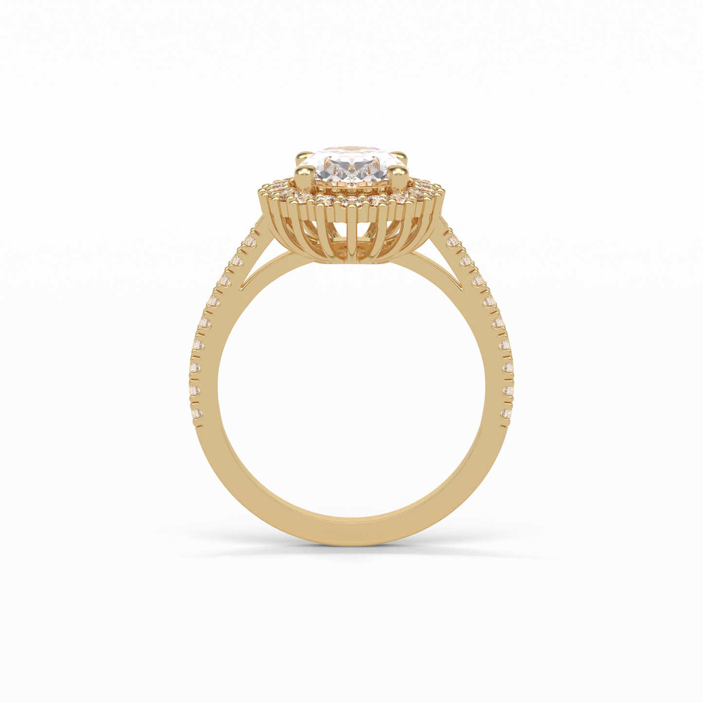 Oval Halo & Pave Lab Grown Diamond Engagement Ring
