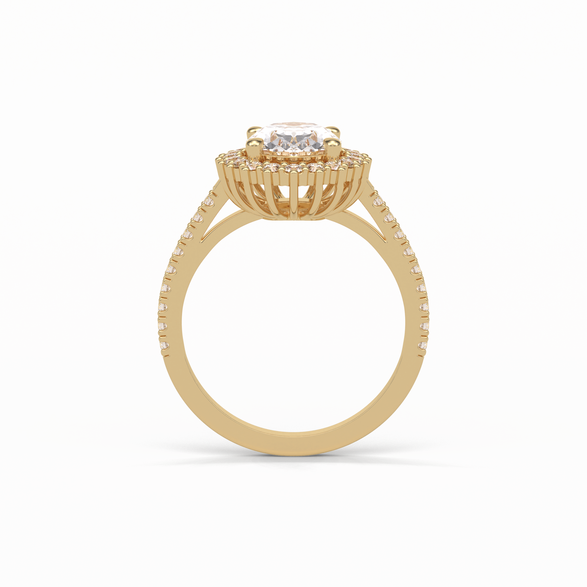 Oval Halo & Pave Lab Grown Diamond Engagement Ring