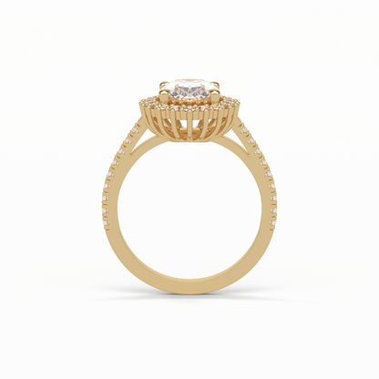 Oval Halo & Pave Lab Grown Diamond Engagement Ring