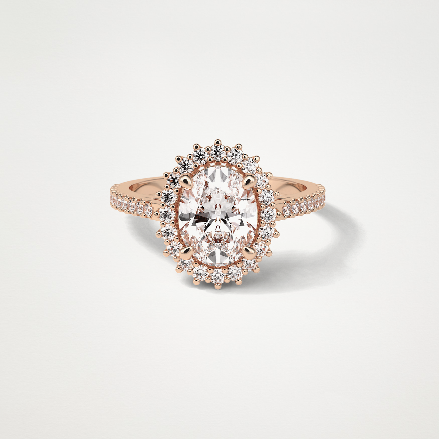 Oval Halo & Pave Lab Grown Diamond Engagement Ring