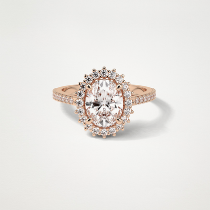 Oval Halo & Pave Lab Grown Diamond Engagement Ring