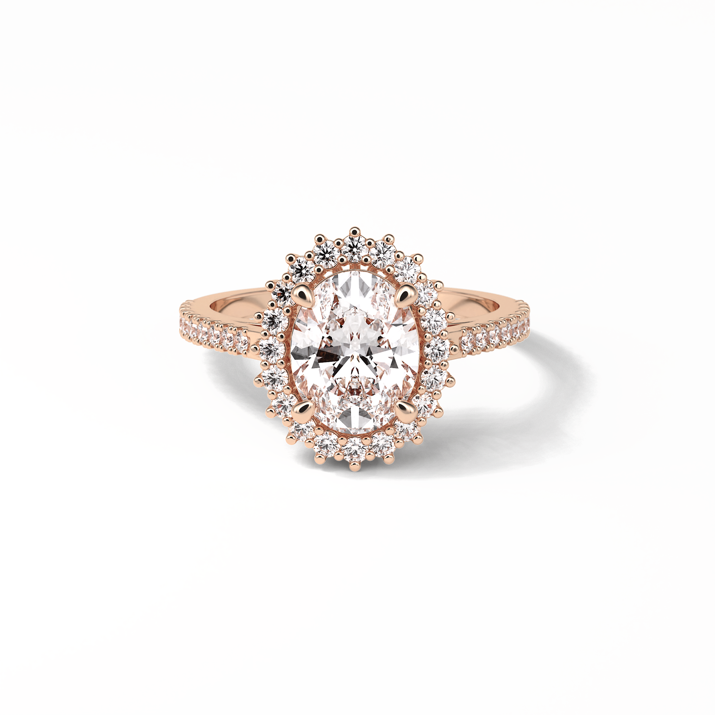 Oval Halo & Pave Lab Grown Diamond Engagement Ring