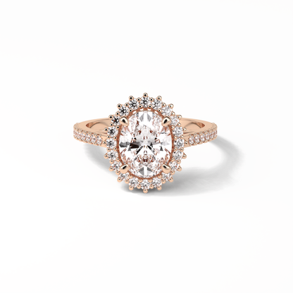 Oval Halo & Pave Lab Grown Diamond Engagement Ring