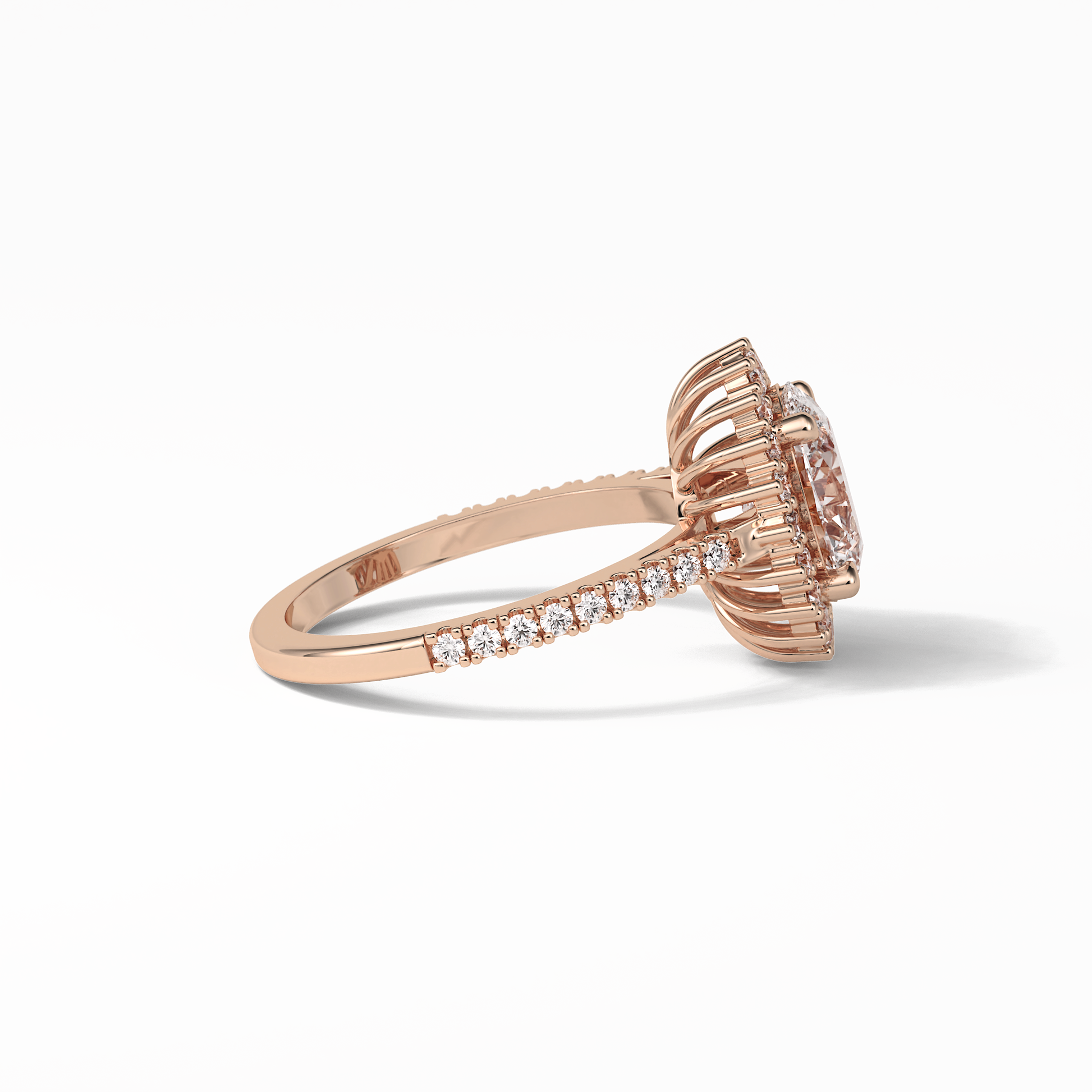 Oval Halo & Pave Lab Grown Diamond Engagement Ring