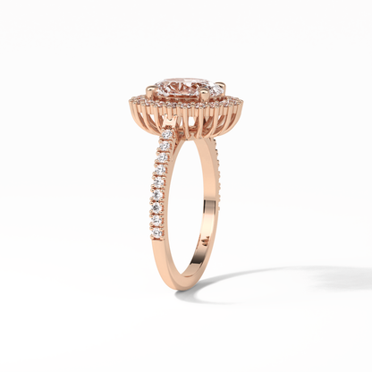 Oval Halo & Pave Lab Grown Diamond Engagement Ring