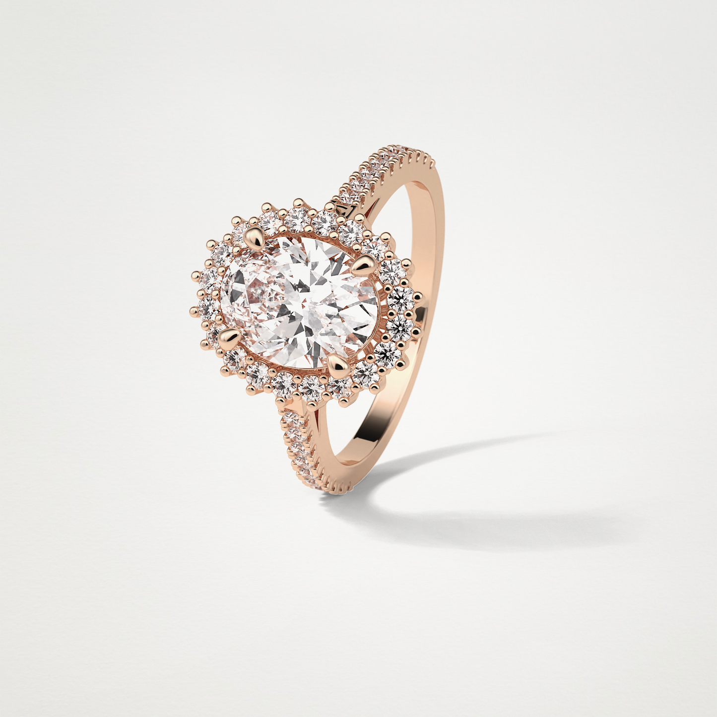 Oval Halo & Pave Lab Grown Diamond Engagement Ring