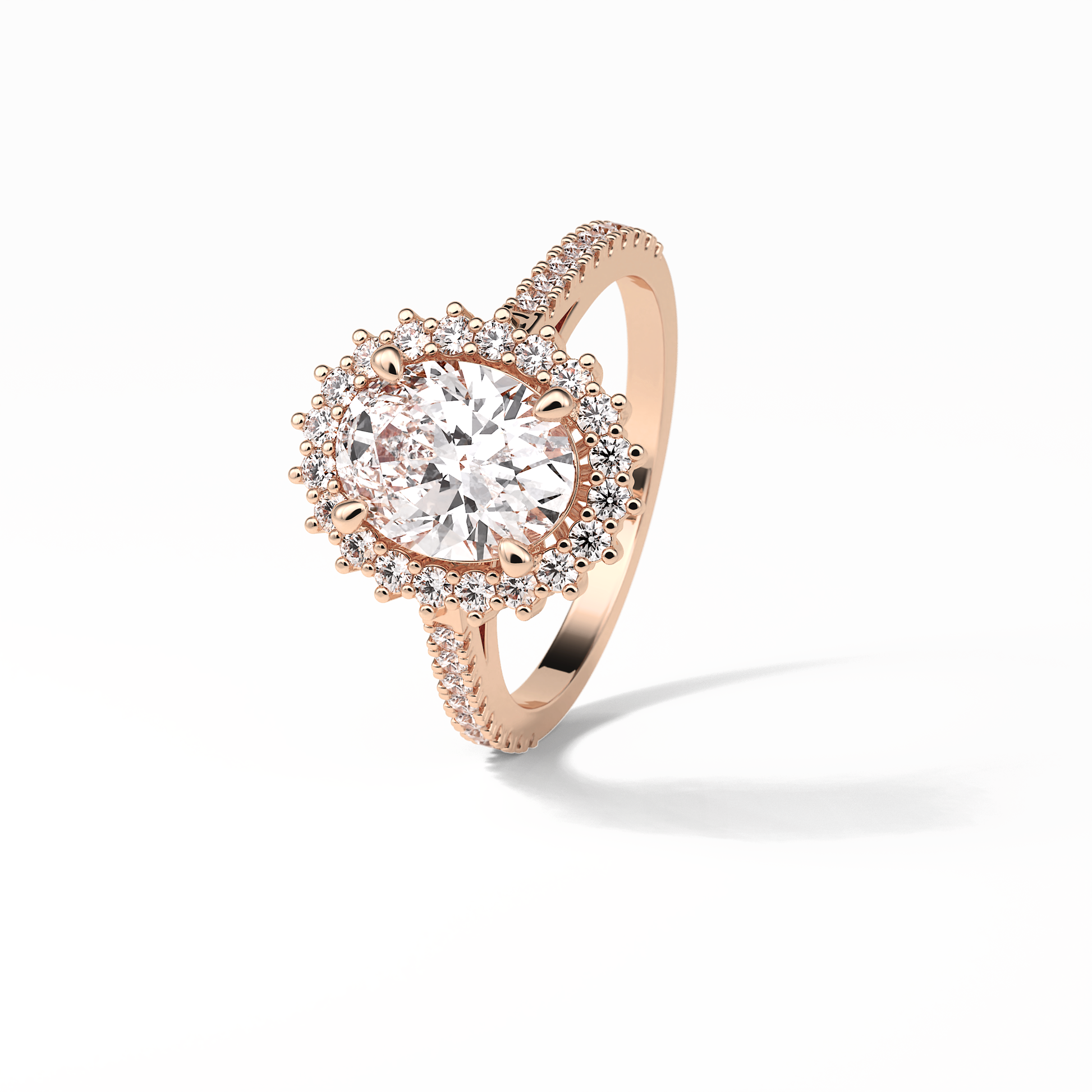 Oval Halo & Pave Lab Grown Diamond Engagement Ring